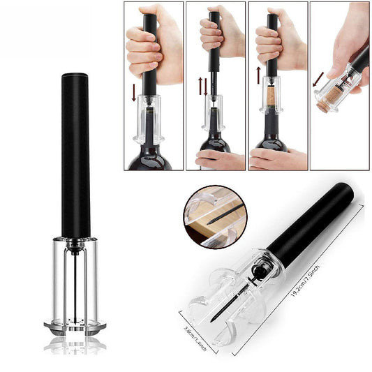 Wine Opener With Foil Cutter, Air Pressure Pump Wine Bottle Opener Easy Cork Remover Corkscrew Stainless Steel Bar Accessories Kitchen Supplies Wine Air Pressure Bottle Opener Four-Piece Set Cylinder